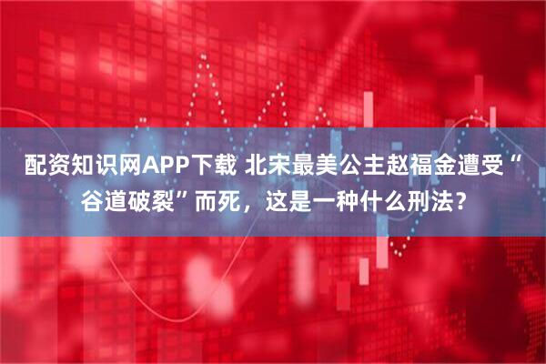 配资知识网APP下载 北宋最美公主赵福金遭受“谷道破裂”而死，这是一种什么刑法？