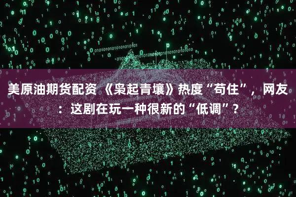 美原油期货配资 《枭起青壤》热度“苟住”，网友：这剧在玩一种很新的“低调”？